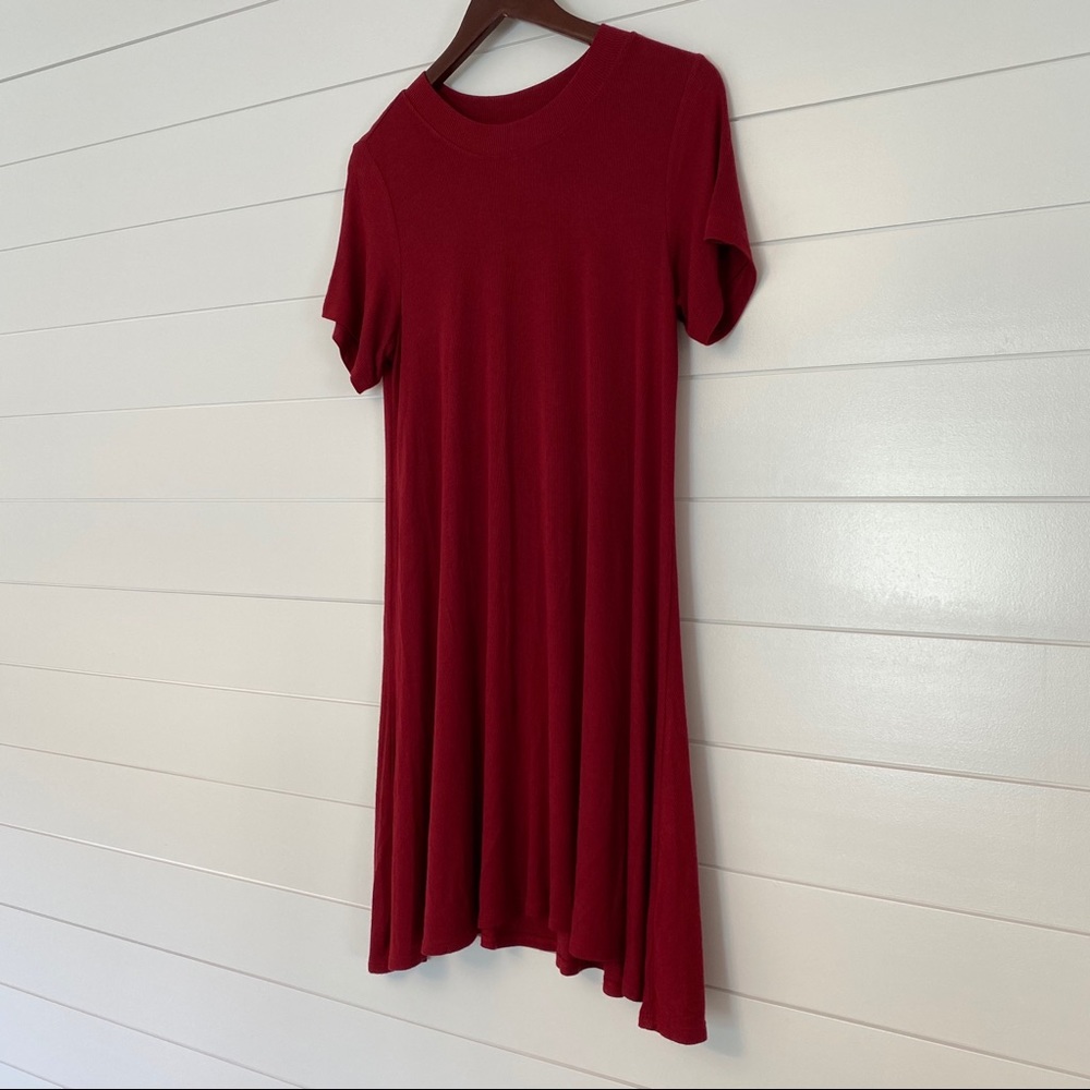 Wine colored ribbed dress